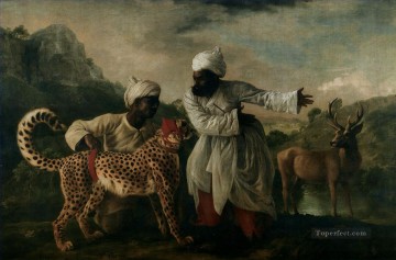 cerf léopard et arabe Peinture à l'huile